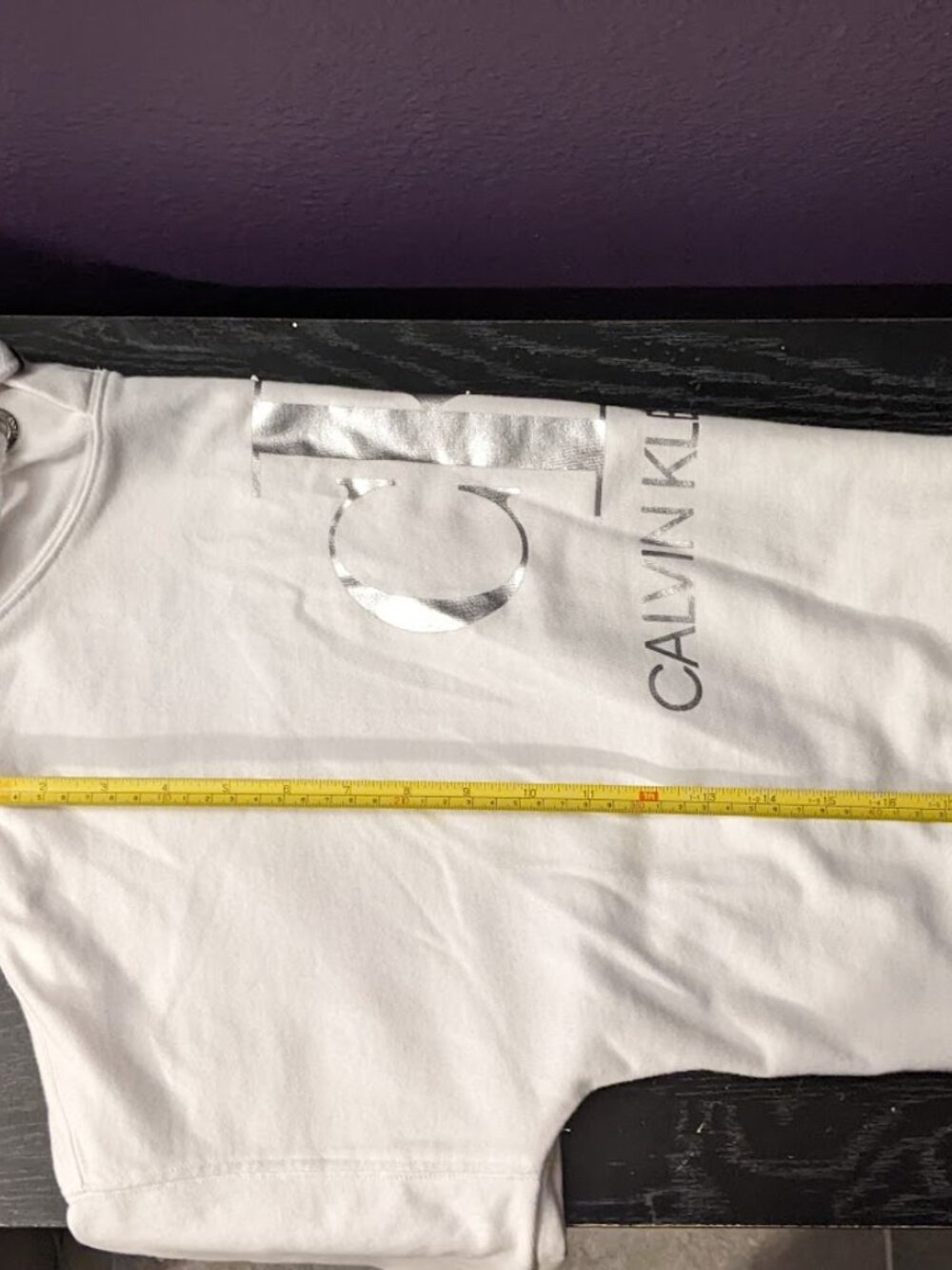Calvin Klein Silver Foil Print Size Medium Oversized Hoodie - Picture 10 of 14